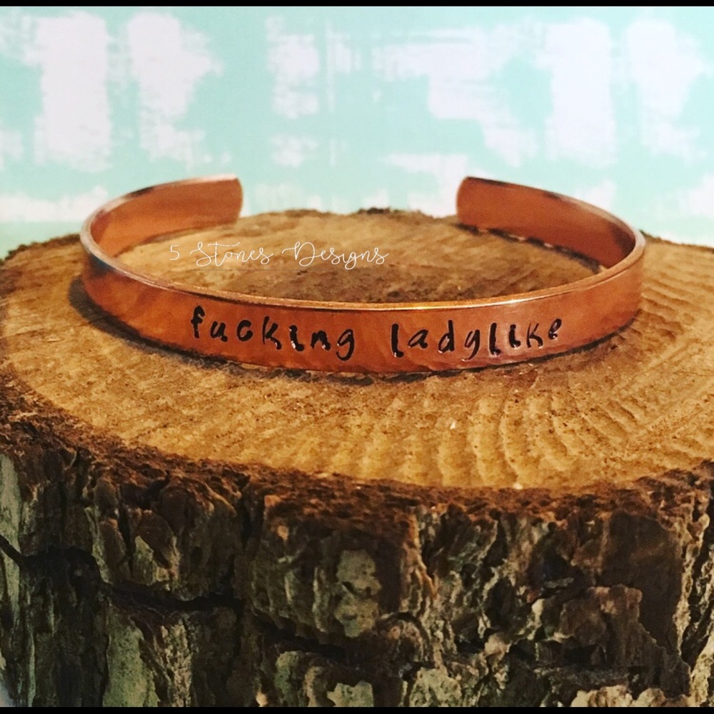 🆕 Fucking Ladylike Handstamped Stainless Cuff Bracelet - Picture 2 of 4