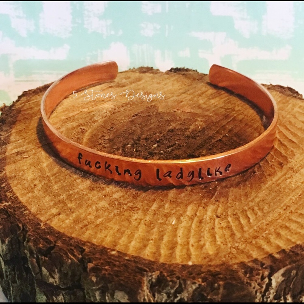 🆕 Fucking Ladylike Handstamped Stainless Cuff Bracelet - Picture 3 of 4