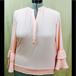 New Directions blush bell sleeves blouse