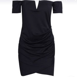 Black strapless dress with back zipper