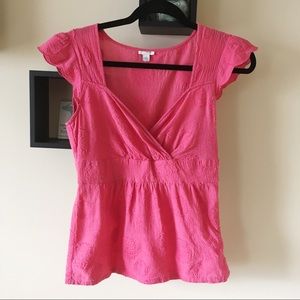 {Anthropologie} Coral flower top