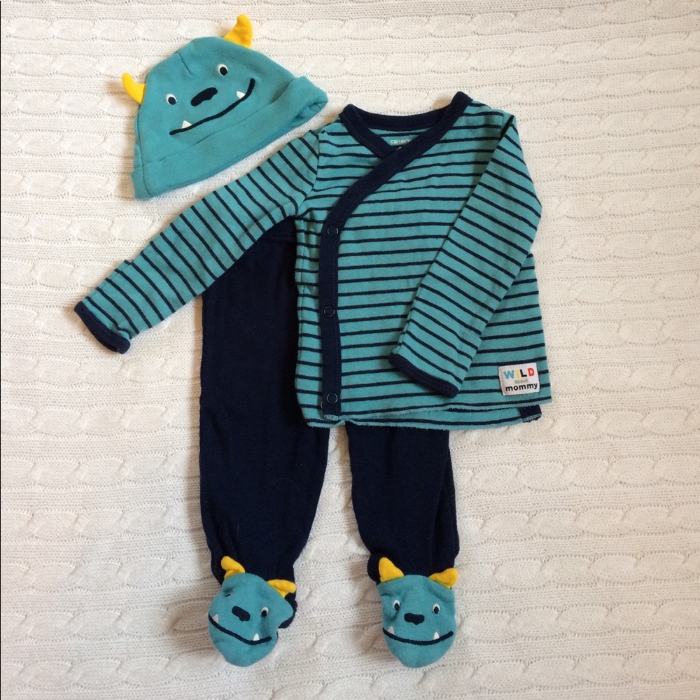 Carter's Monster Hat, Top and Pants Set