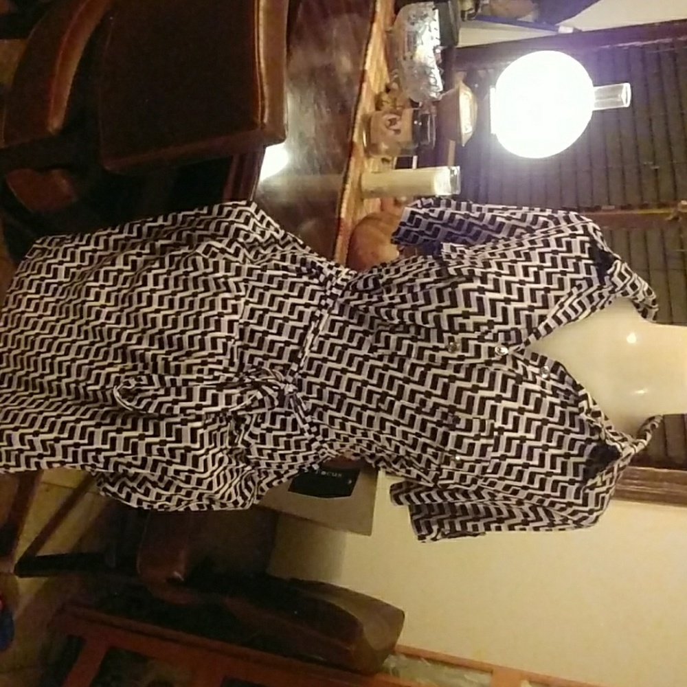 Blue and White Design Tie Around Dress