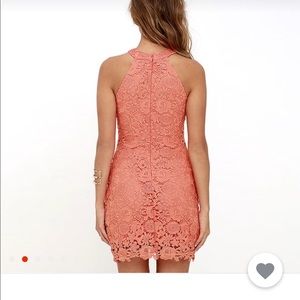 Coral lace party dress