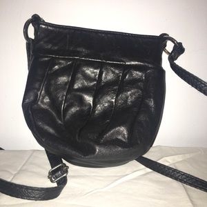 Black Italian leather crossbody bag