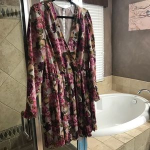 Leith floral pleated dress