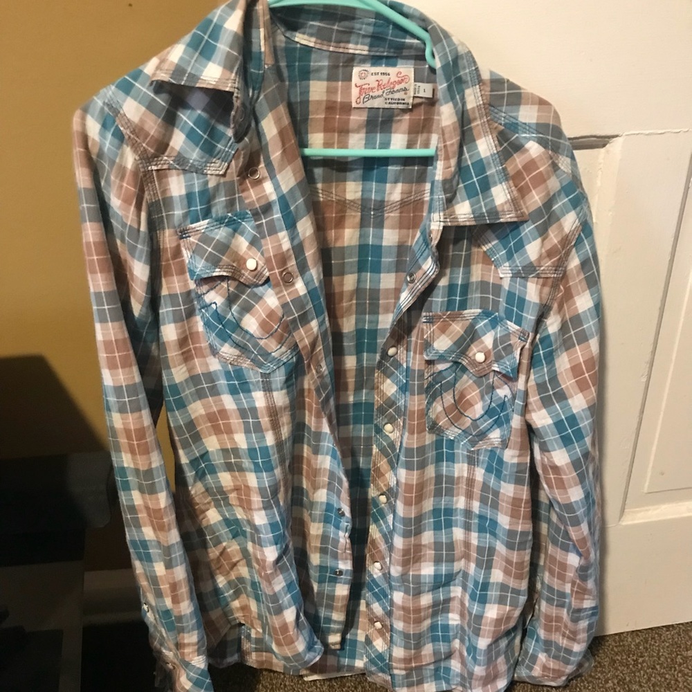 Men’s true religion button up plaid