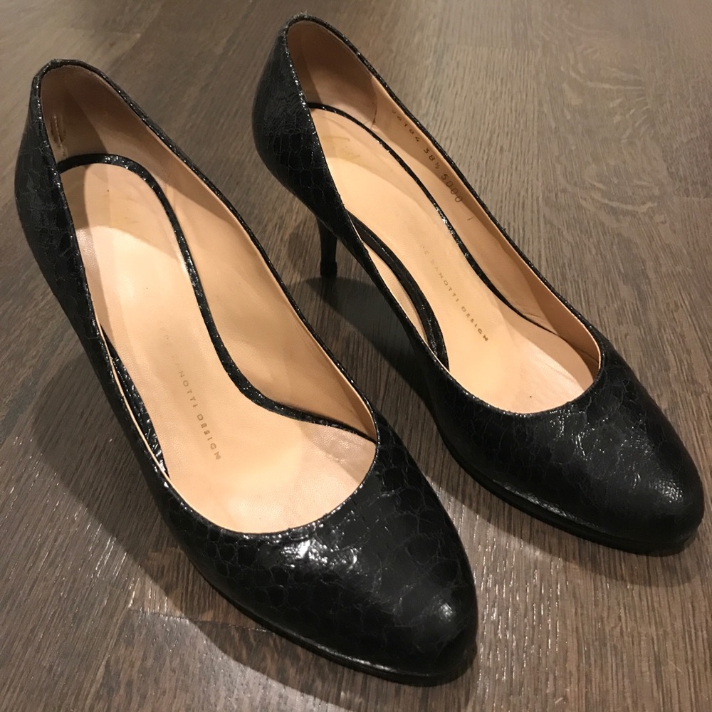 Giuseppe Zanotti Design black python leather heels