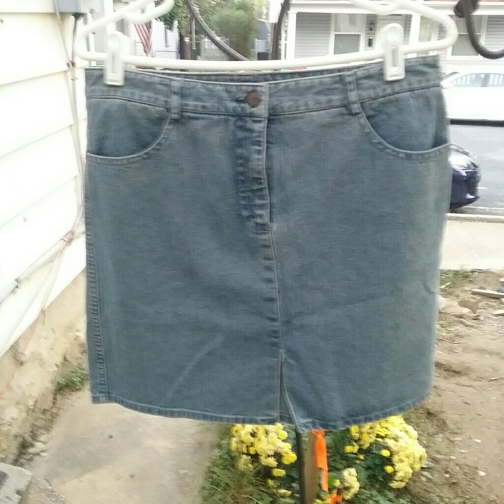 New Frontier distressed denim mini skirt