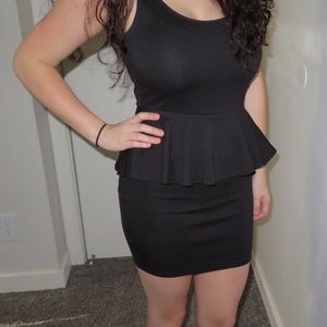 Black Fitted Peplum Dress