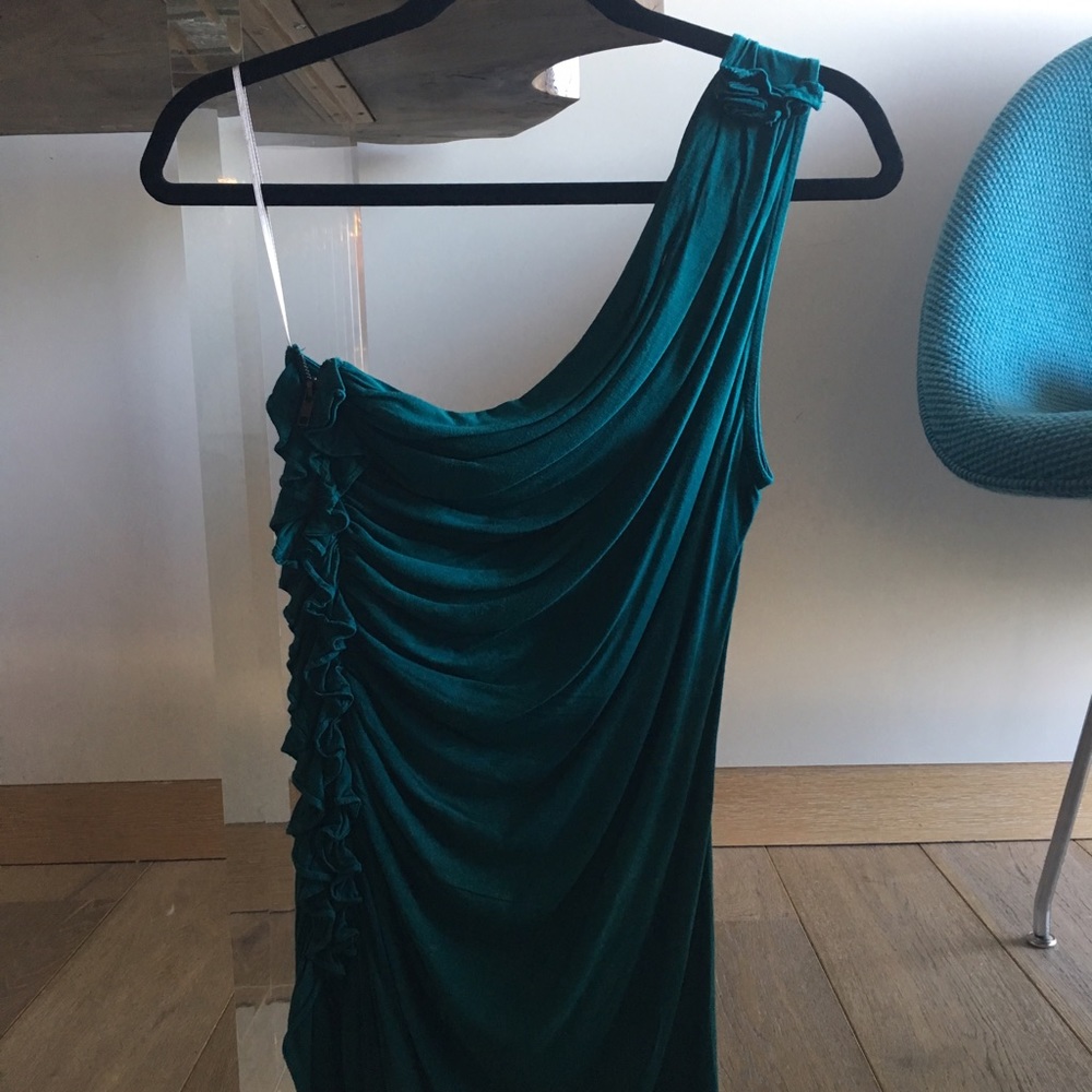 Emerald Green love21 One Shoulder Evening Top