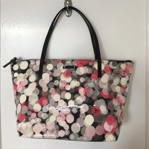 Kate Spade Pink, White, Black Zipper Tote