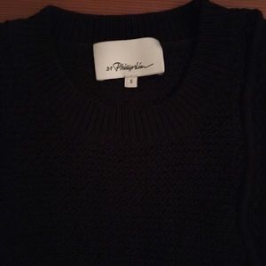 Philip Lim black cotton sweater with cut outs