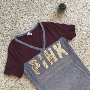 ✨ VS PINK MAROON BLING TEE ✨