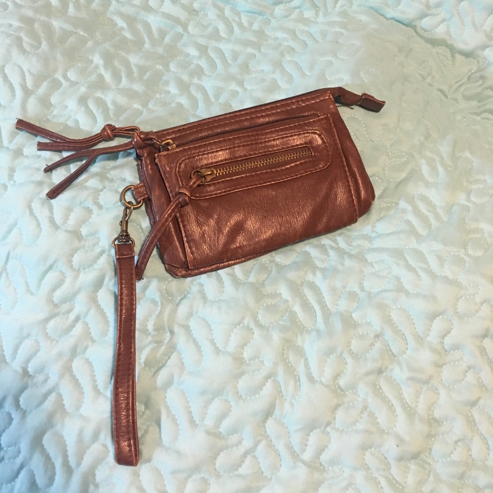 Brown Zipper Wristlet
