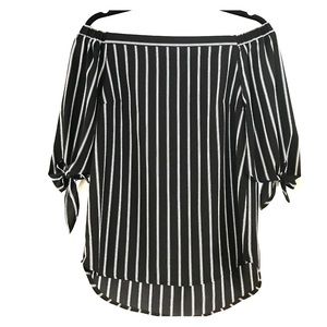 Black & White Striped Off The Shoulder Top Black & White Striped Off The Shoulder Top