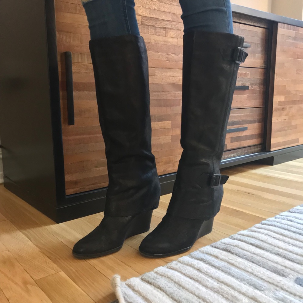 Vince Camuto leather wedge boots