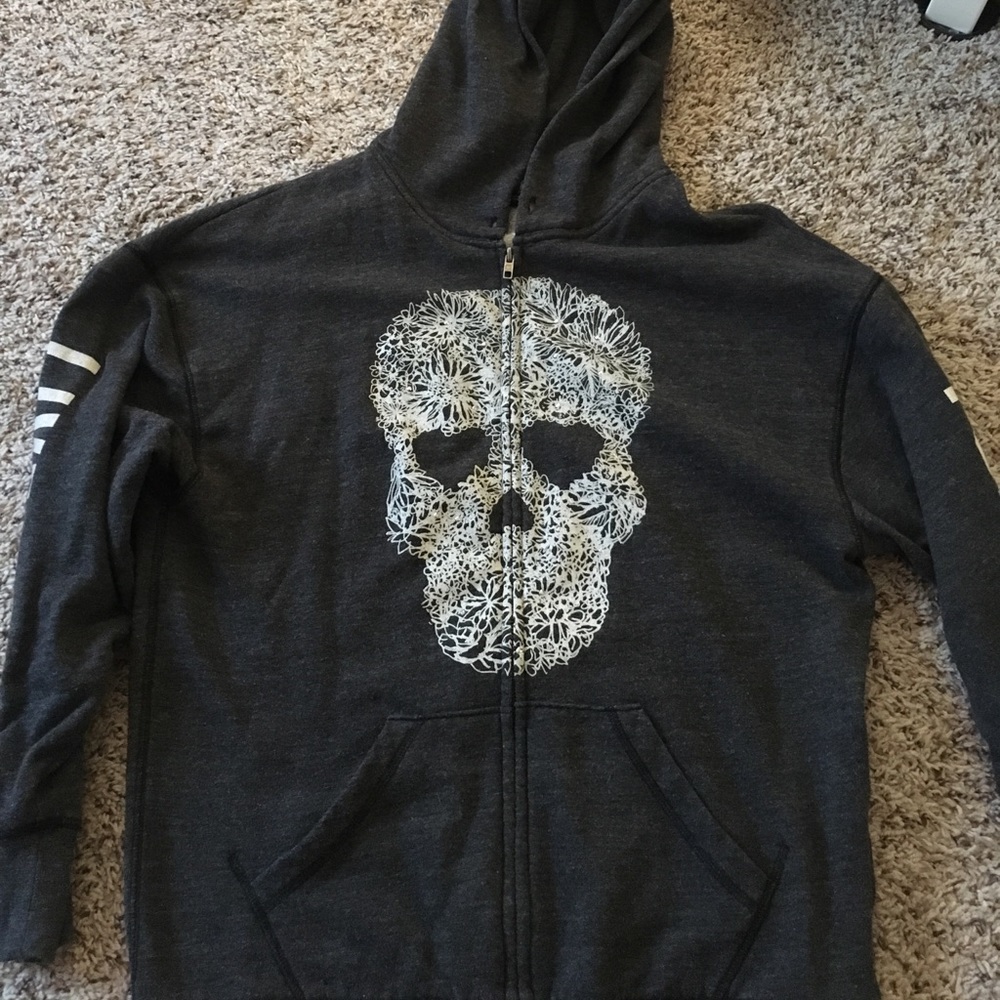 Pink grey skull hoodie with studs