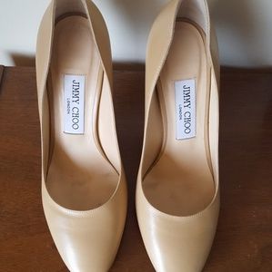Jimmy Choo Esme 100 Nude Pumps