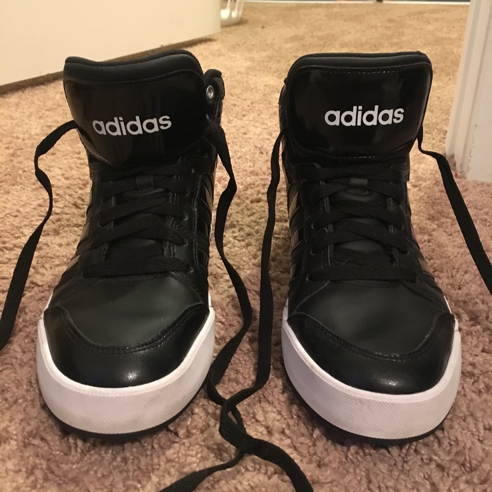 Women's Black Leather High Top Adidas