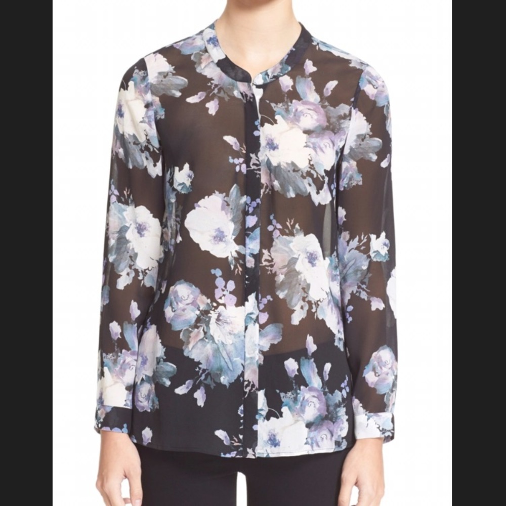 Joie sheer button down devitri blouse