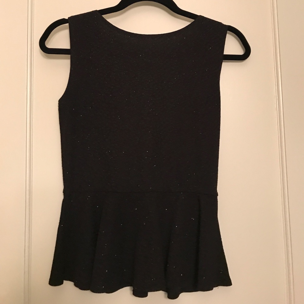 Black sparkle peplum top with open back