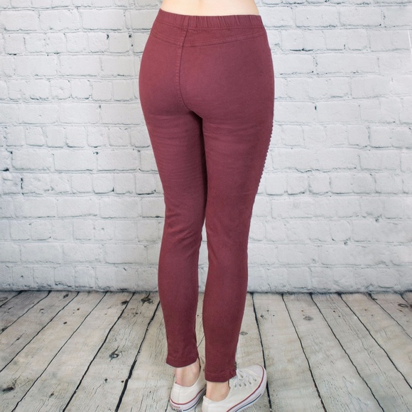 LAST PAIR❗Burgundy Moto Jeggings - Picture 3 of 8