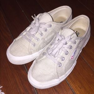 Superga Cream Linen Sneakers Size 38