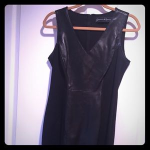 Black shift dress with leather panel