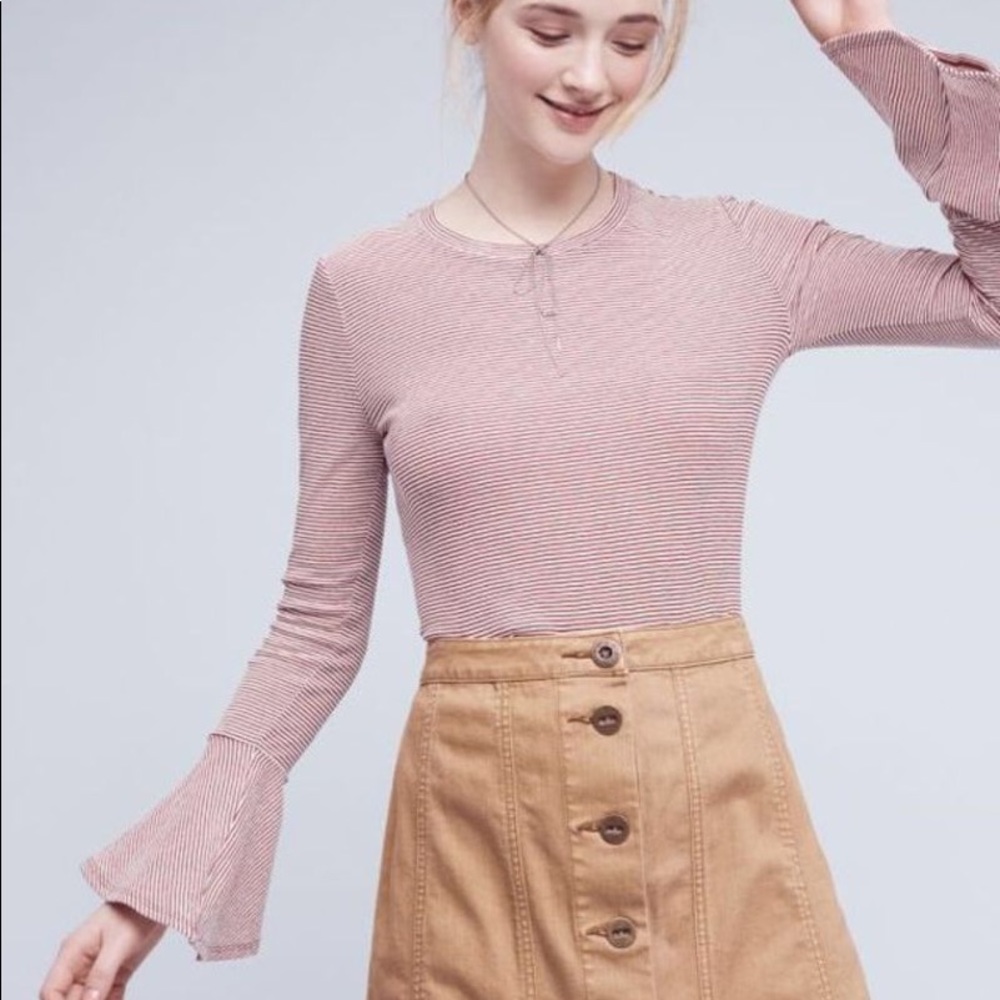 Anthropologie RO&DE Toastworthy Bell-Sleeve Top L