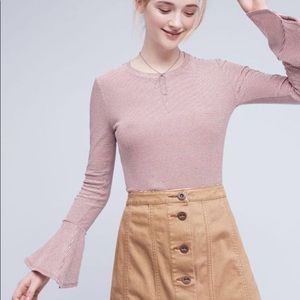 Anthropologie RO&DE Toastworthy Bell-Sleeve Top L