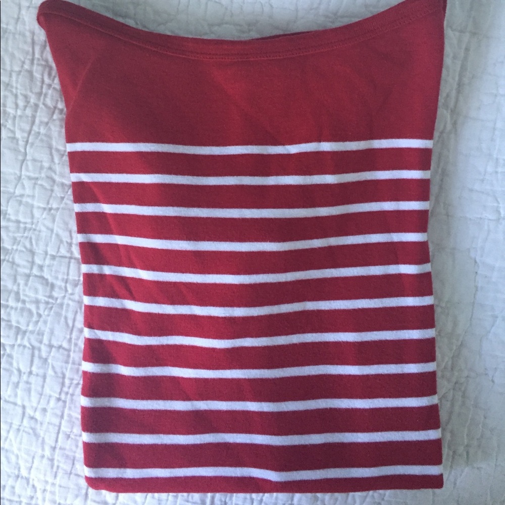 Lauren red and white striped knit shirt