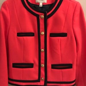 J. Crew Coral Blazer with Navy Blue Trim