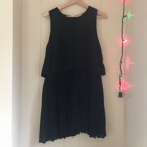 Pleated Flowy Black Dress