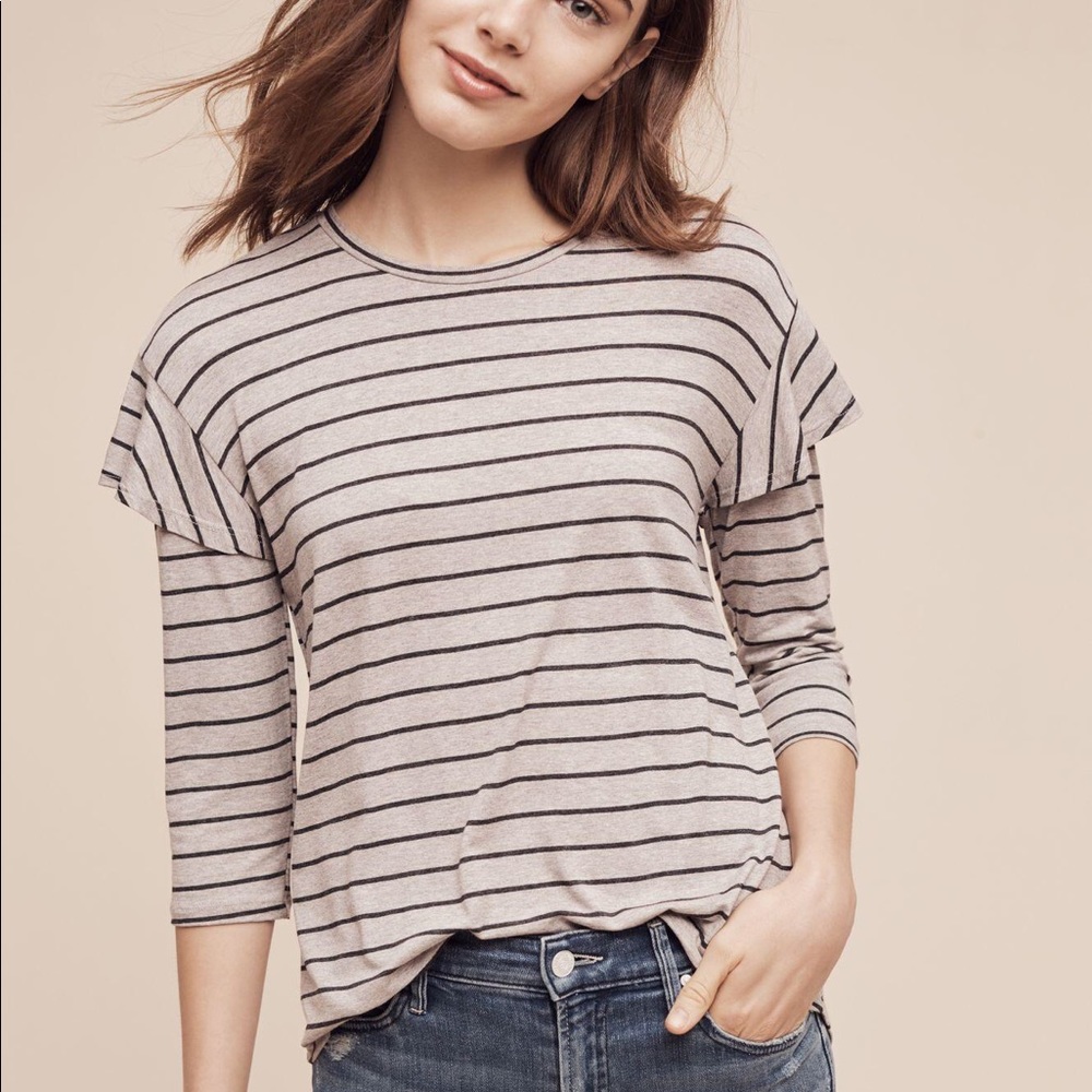 Anthropologie Dolan Binney Striped Top Gray L