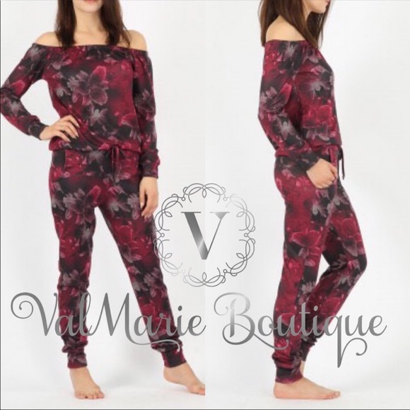 2 piece pant set Floral Comfy Lounge Set - Picture 2 of 2