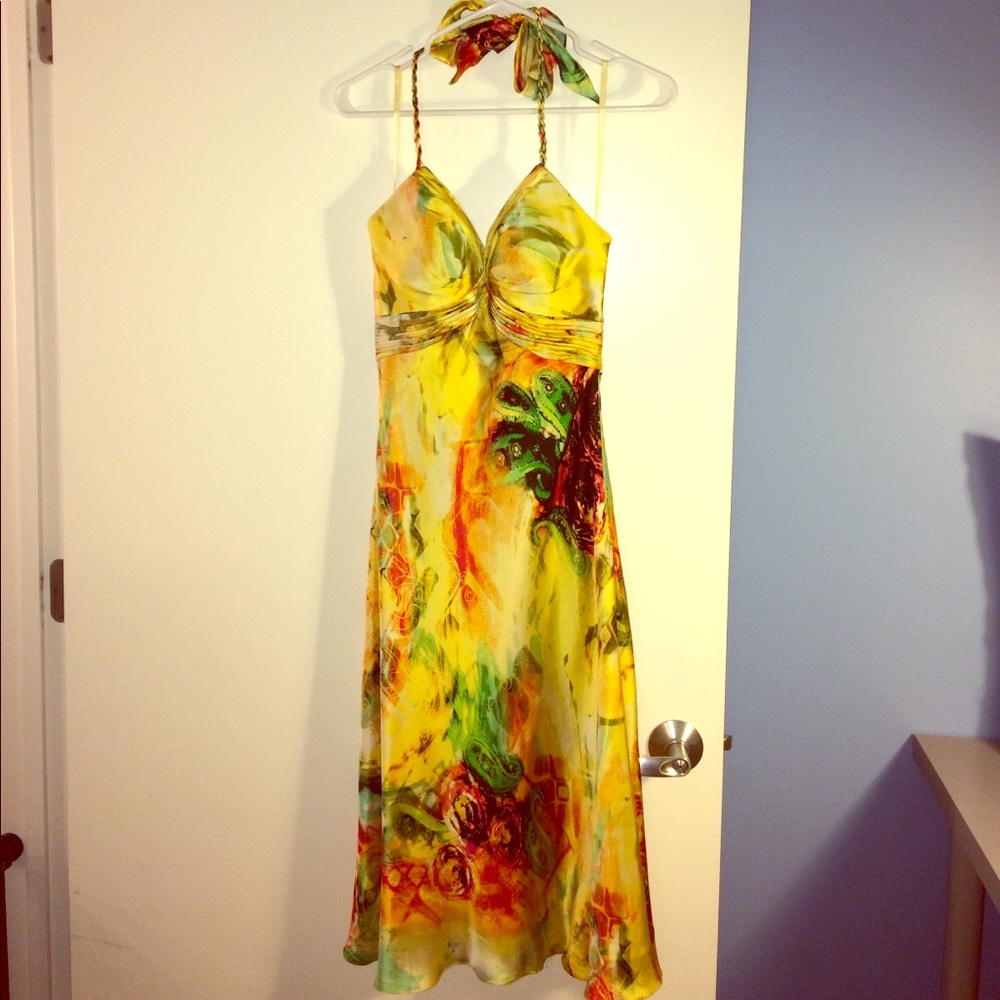 Caché Silk Paisley Halter Dress : Size 4