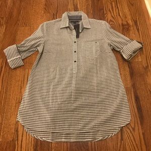 Grey & White Striped Button Down