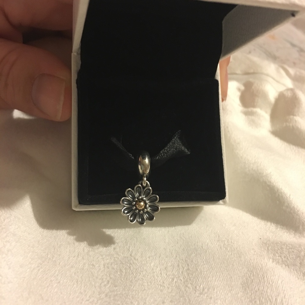 Authentic Pandora gold/silver sunflower pendant BN