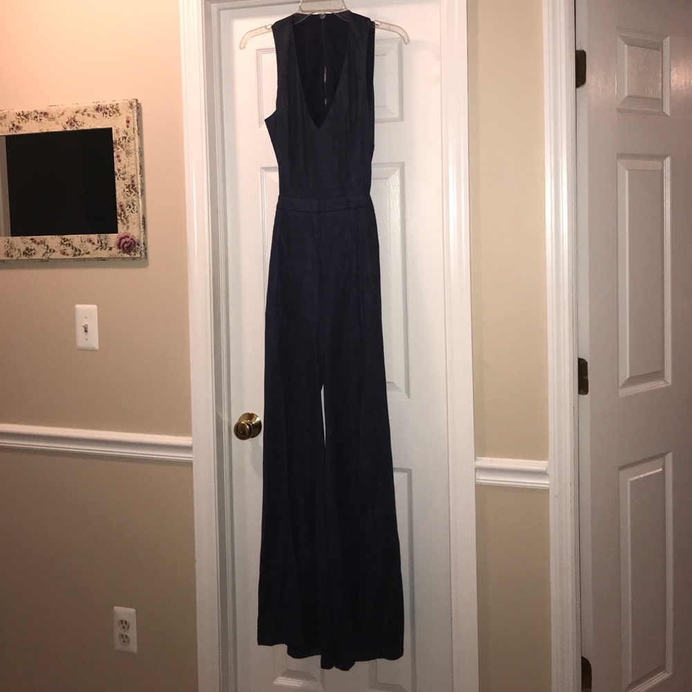 Never worn before! Hommage navy suede jumpsuit