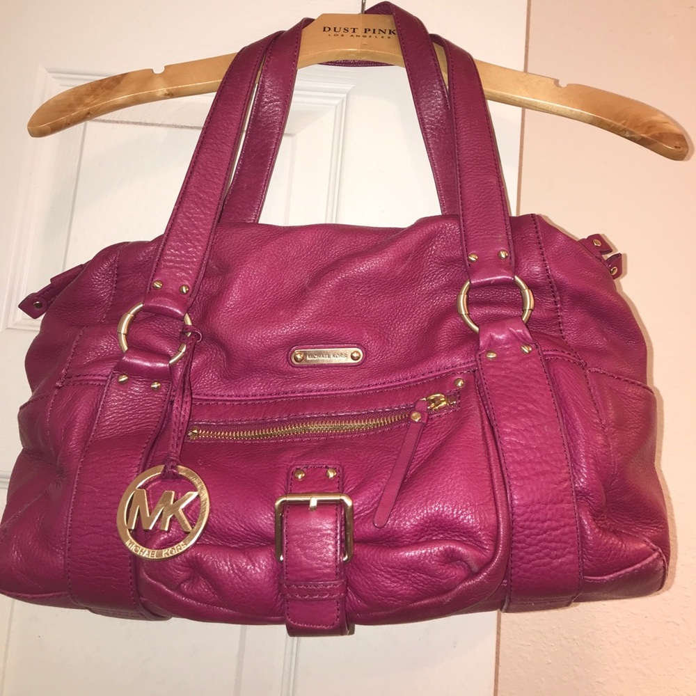 Michael Kors Plum Leather Slouchy Medium Bag