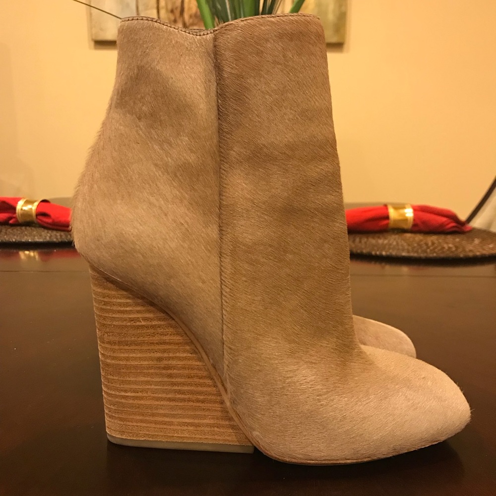 Cowhide Wedge Booties