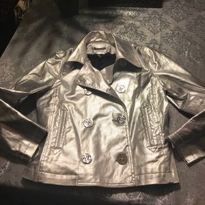 Brand New Silver Ralph Lauren Faux Leather Jacket