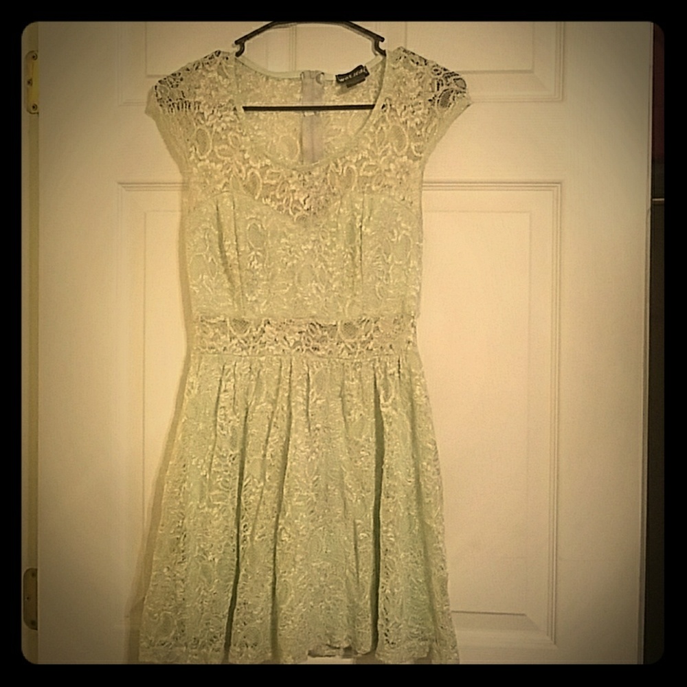 Teal green lace dress