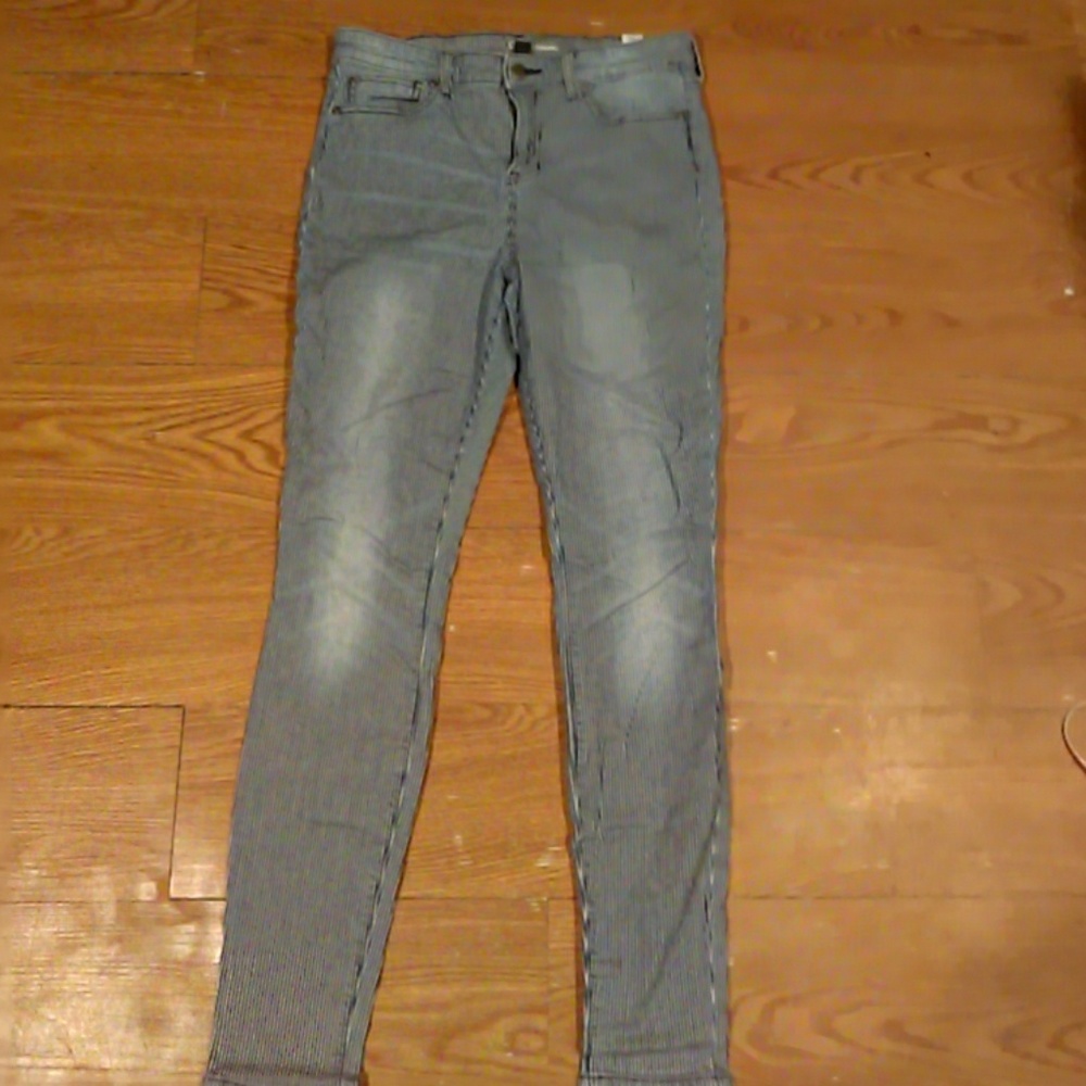 Blue and White striped skinny pants