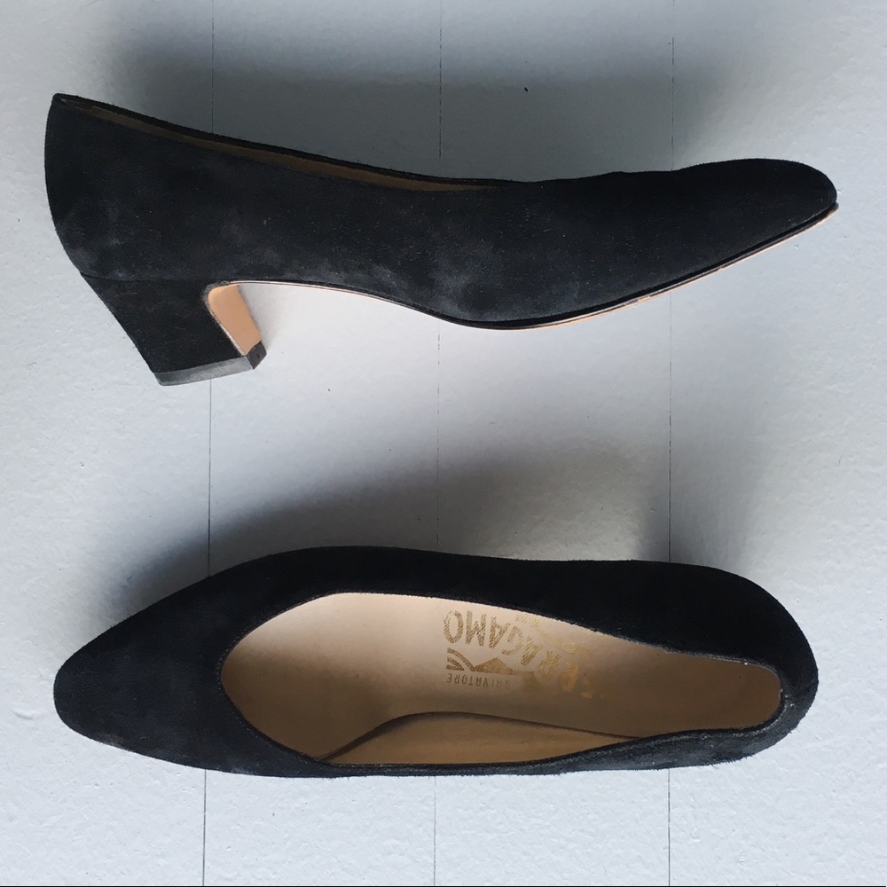 Salvatore Ferragamo black suede pumps