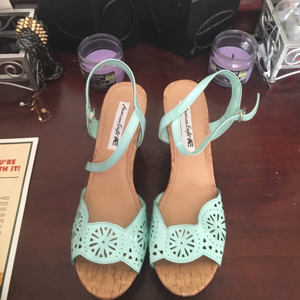 NEW teal/ soft mint wedges NO TAGS