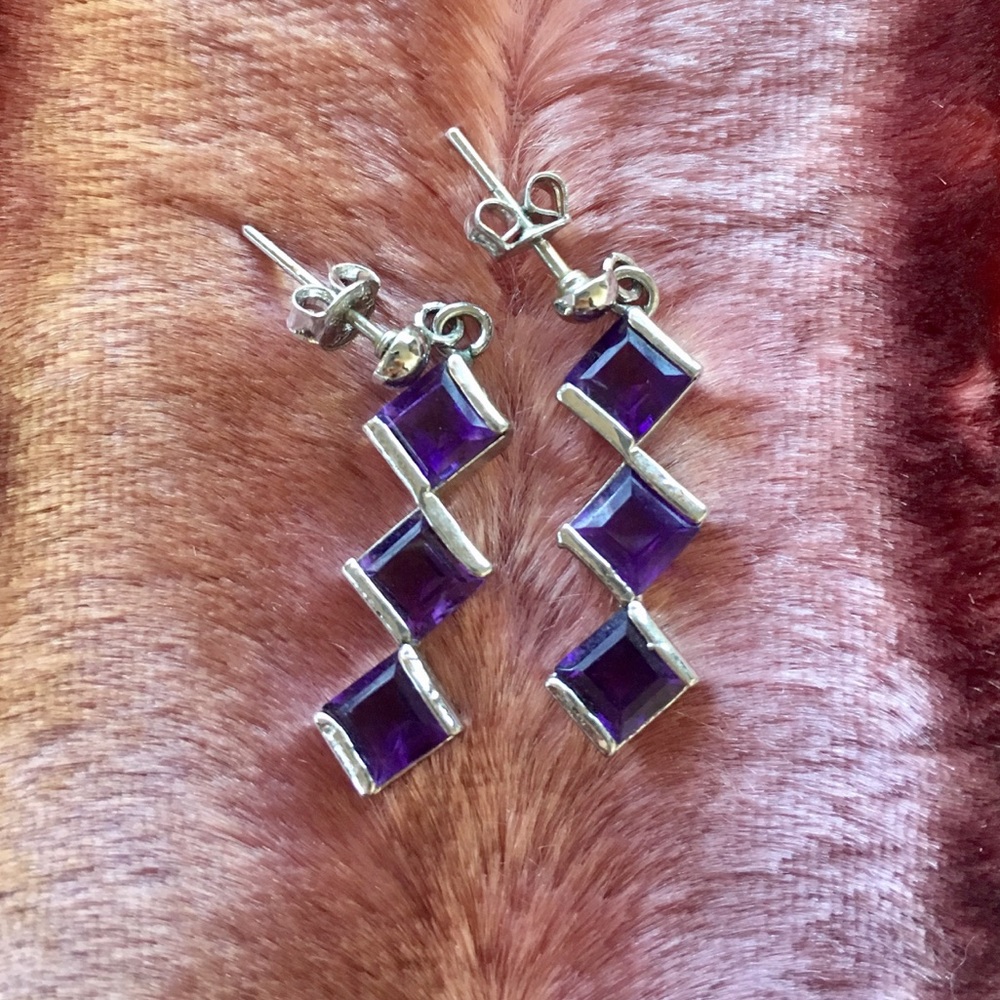 Dainty Purple Drop Earrings