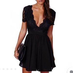 Black lace and backless dress