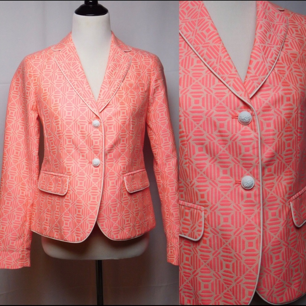 NWT Gap Academy Blazer Neon Pink Geo Print 2